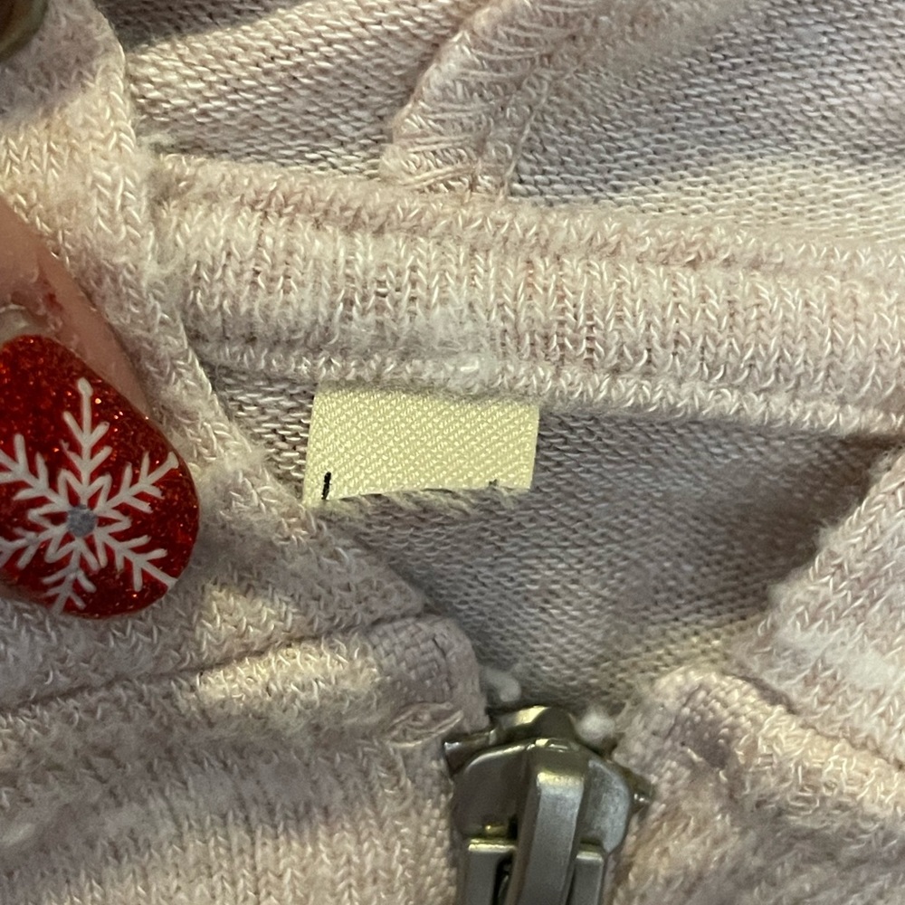 Unbranded Purple Ivory Hoodie sweater front zip size medium polka dot drawstring - Picture 11 of 14